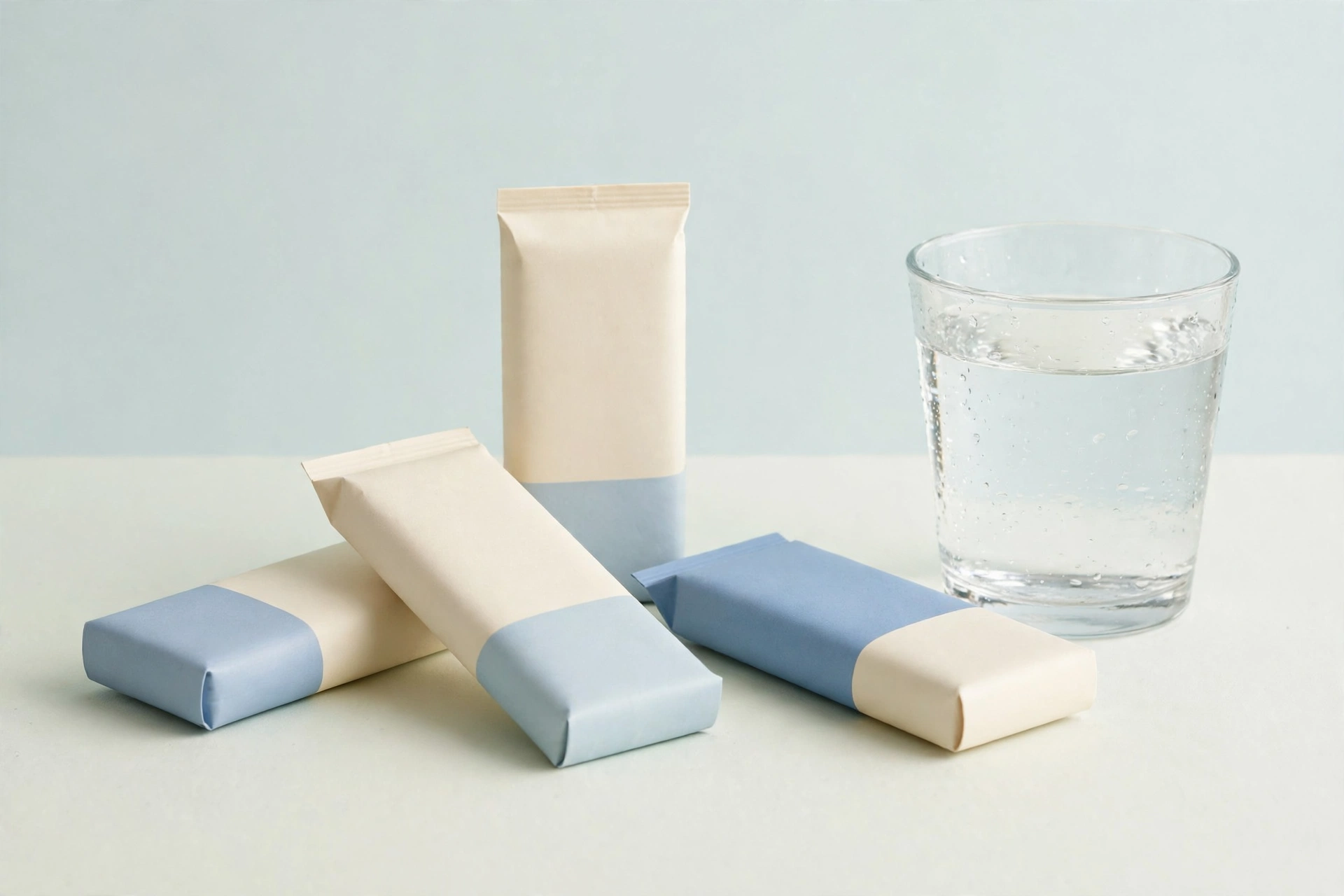 Illustration of Hydrant stick packs + unflavoured pouch