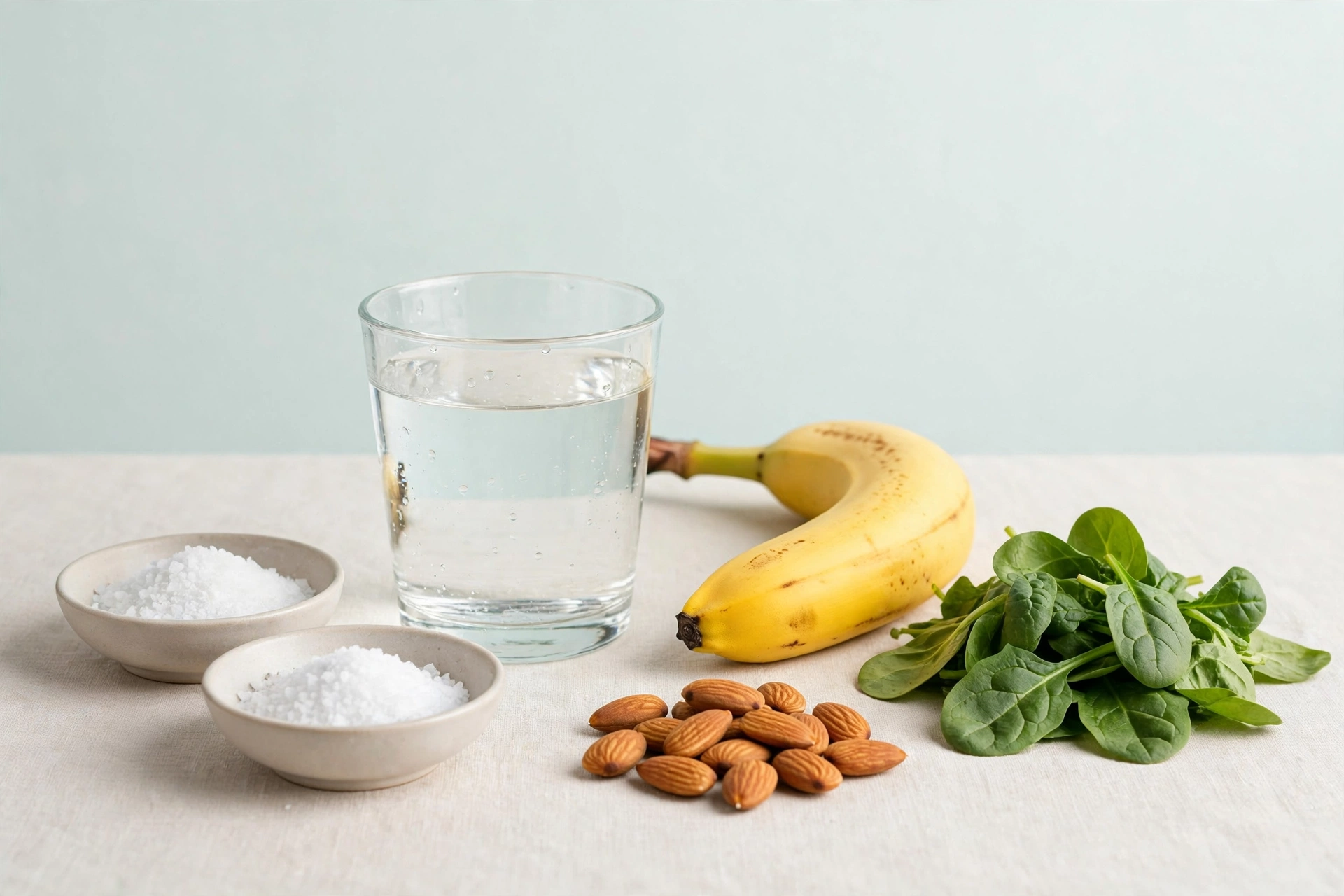 Glasses of water with mineral salts and citrus, illustrating what electrolytes are